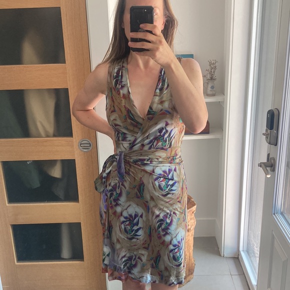 ETRO Y2K vintage rose abstract floral wrap dress, size 40 - Picture 2 of 16